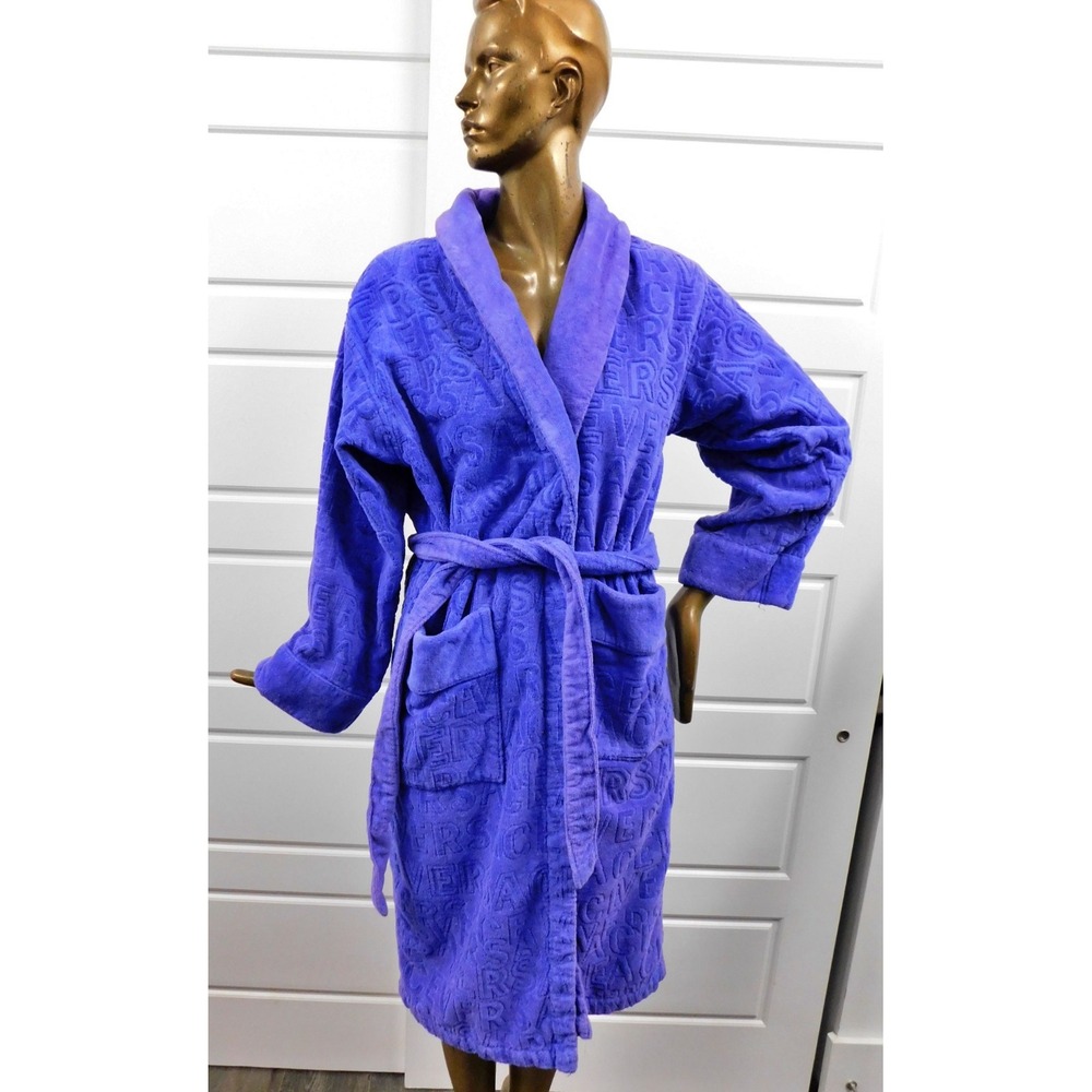 Versace‎ Purple Embroidered Bathrobe with Belt Italy sz M